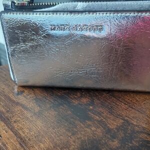 Marc Jacobs Shimmering Silver Leather Zip Wallet